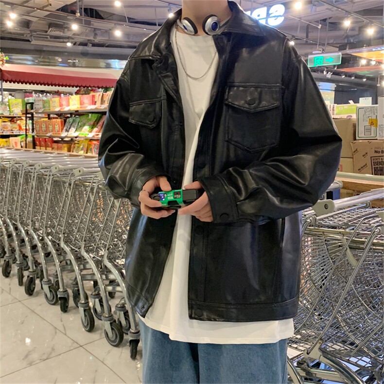 新款皮衣男ins潮男士皮夹克宽松pu外套春秋潮流韩版帅气PY118-P65,男装皮衣,星座1008-1