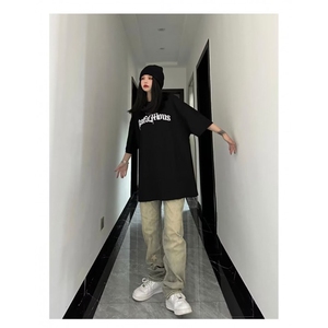 美式高街黄泥牛仔裤男女秋冬潮牌水洗做旧直筒裤SG01 P36图片