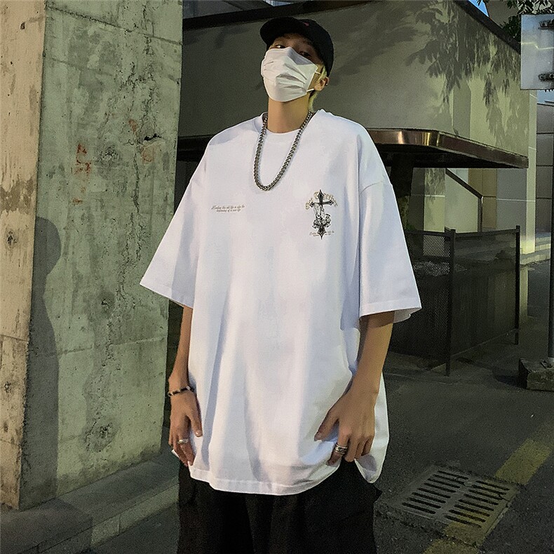 夏季重磅纯棉夜光十字架印花短袖T恤大码XZ604-DT212-P45控58,男装T恤,星座604