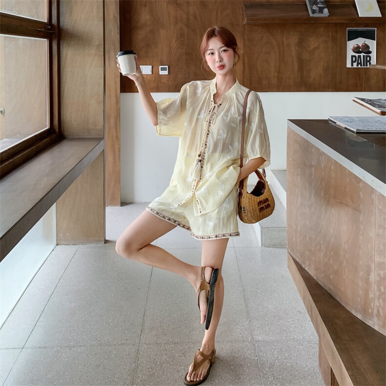 现货主推重工艺刺绣女夏新款休闲减龄穿搭两件套A2601-139-K218,女装套装/套裙,美静678