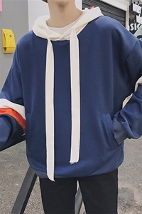 A003-HW001-P45 男士宽松拼接袖卫衣 港仔风1图片