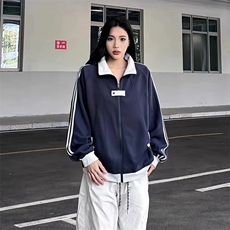 抖音得物品质秋冬美式高街重磅结构拼接织带翻领卫衣夹克外套W113，男装夹克，电商A486