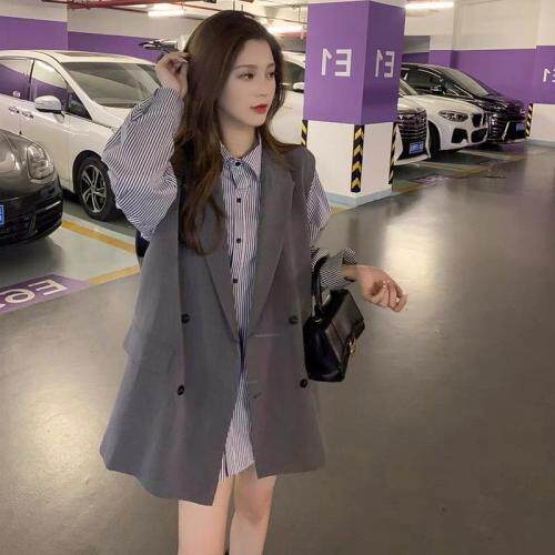 【秋款】秋季新款现货马甲条纹两件套，女装马夹，名依人