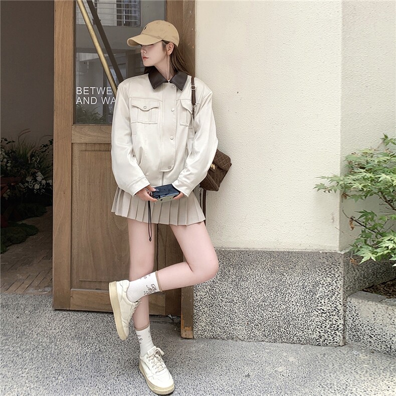 【现货】撞色麂皮夹克外套B208-9072-P155K218,女装短外套,浙宝208
