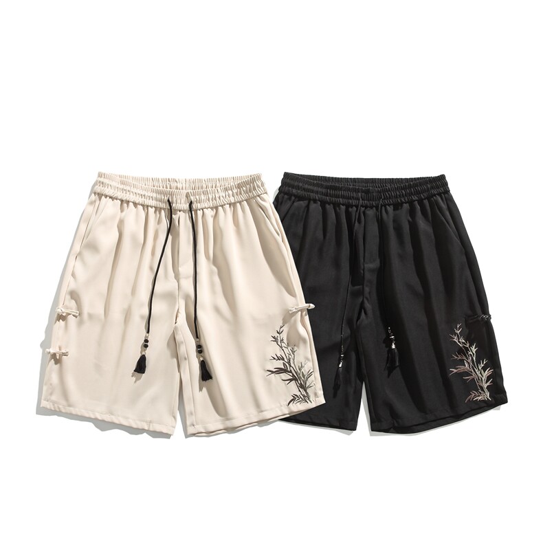 抖音品质夏新款风新中式竹叶刺绣五分裤B315-K24068-特p30控5,男装牛仔裤,电商B315