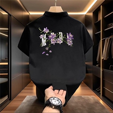 网图现货美式高克重珠地棉花卉POLO衫短袖男T0896/P35，男装T恤，星座205-3