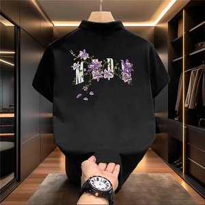 网图现货美式高克重珠地棉花卉POLO衫短袖男T0896/P35,黄皮男孩穿搭夏季图片