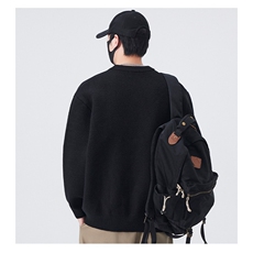 2025秋季新款棒球领粗针开衫纯色宽松休闲慵懒感毛衣外套男女同款，男装针织衫/毛衣，星座218-8
