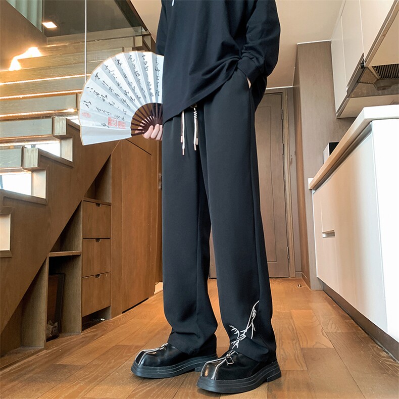 风竹子刺绣休闲裤男款秋季风冰丝西装裤长裤CK909-特P33，男装西服套装，电商A006