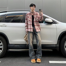 美式复古做旧泥黄微喇牛仔裤男秋季2120-P68，男装牛仔裤，星座1109-3