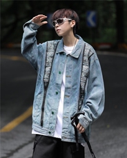 A936P75春秋新款美式复古高级感小众民族风牛仔外套男夹克ins牌，男装夹克，星座512-6