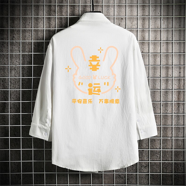 QC58297-P45亚麻七分袖衬衫男大码五分袖衬衣男短袖,男装T恤,电商A040A