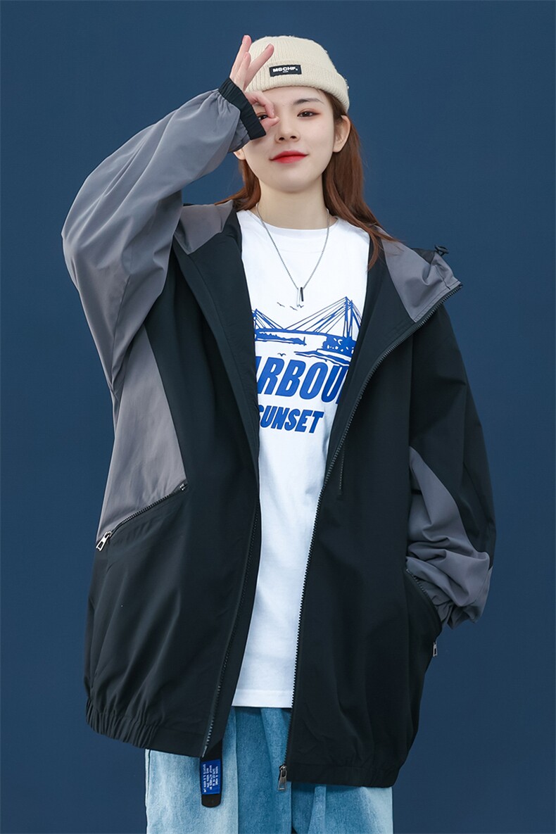 2021春季新中性风大码男女港风撞色拼接连帽ins潮流外套J6071-P70,男装夹克,电商A001