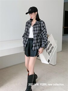 【现货】磨毛格子小衬衫图片