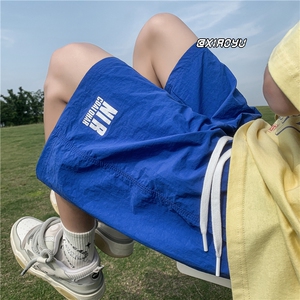 荧光绿速干短裤男夏季薄款篮球运动休闲宽松多巴胺穿搭五分沙滩裤图片