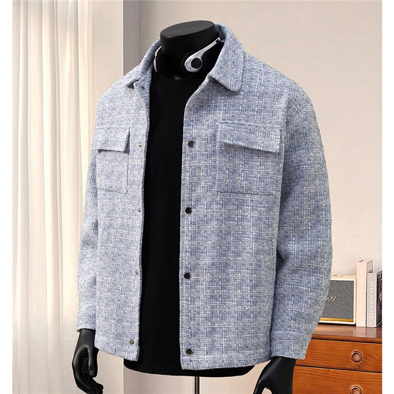 港风模特小香风金属按扣设计夹克男聚酯纤维JK77080P85控128，男装夹克，星座226-1