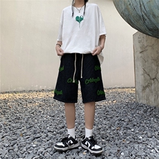 夏季新款时尚潮男百搭五分牛仔裤，男装牛仔裤，四季星座218-1