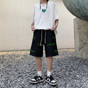 夏季新款时尚潮男百搭五分牛仔裤图片