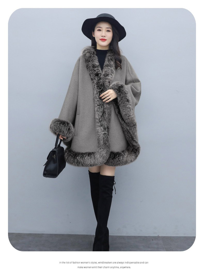 The new autumn and winter cape woolen coat is a versatile mid-length shawl for women, paired with a double-sided woolen cape coat pic 15
