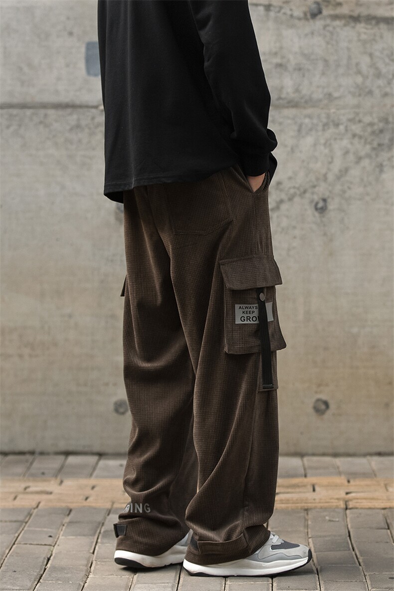22秋新款高端方格灯芯绒休闲宽松港风工装休闲裤B266-X825-P60,男装工装外套,星座B257-1
