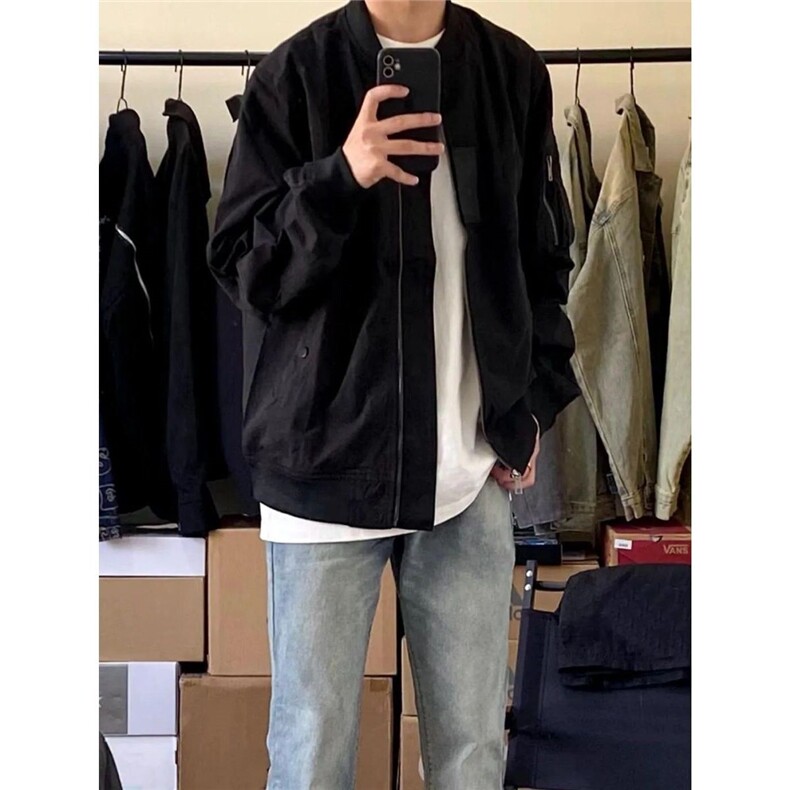 1506/QXK170/P42美式复古黑色拉链潮牌宽松痞帅工装棒球服夹克男,男装夹克,星座1506