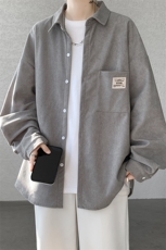 衬衫男秋季新款港风宽松大码灯芯绒长袖衬衣CS025-P38，男装衬衫，星座214-3