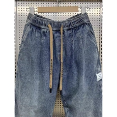 1506-1/KT11841/P49潮流男士秋冬新款浅蓝色牛仔裤百搭松紧腰束脚，男装牛仔裤，星座1506-1