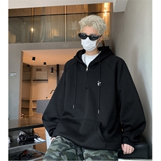 主推秋装重磅半拉链连帽中性情侣卫衣潮牌上衣外套男女G1097P68，女装短外套，电商A339