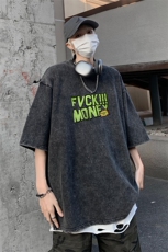 美式短袖t恤暗黑个性涂鸦印花复古水洗五分袖XZ514-2-202419-P38，男装T恤，星座514-2(原B239)