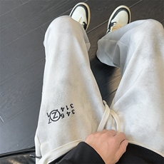春季新款潮流美式高街垂感设计宽松刺绣直筒长裤A436-837-P35，男装休闲裤，电商A436