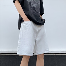 夏季宽松直筒工装牛仔短裤男女嘻哈薄款水洗过膝五分裤子~DN3219，男装牛仔裤，星座601-2
