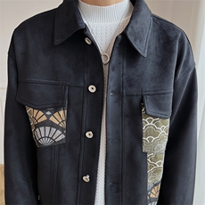 秋冬新款2023店主风抖音鹿皮绒夹克拼接口袋外套男JK-3005-P130，男装夹克，电商A236