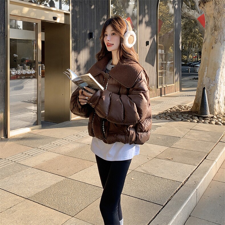 2024冬季新款设计感大翻领单排扣90白鸭绒羽绒服女,女装羽绒服,辉之琳