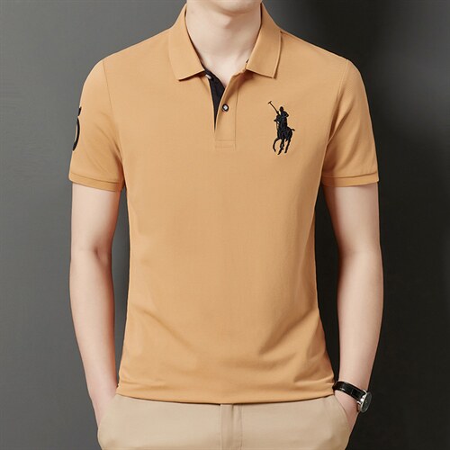 夏季新款男士翻领短袖t恤中年有领男装上衣服休闲POLO衫图片