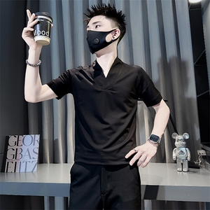 V领短袖T恤男修身潮流百搭高级感社会小伙301C-DT103-P58控78图片