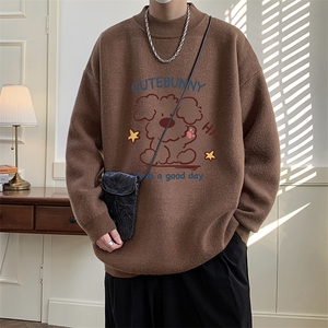 半高领毛衣男大码胖子针织衫毛线衣 M18434-P45 加绒款-P65图片