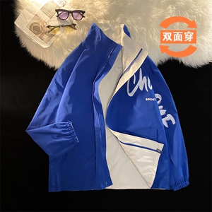 2025春季新款双面穿夹克男宽松休闲翻领印花棒球服外套JK6001-P78图片