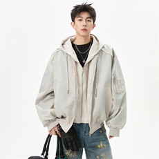 假两件连帽夹克男潮流百搭保暖户外外套J063特P75，男装夹克，电商A073