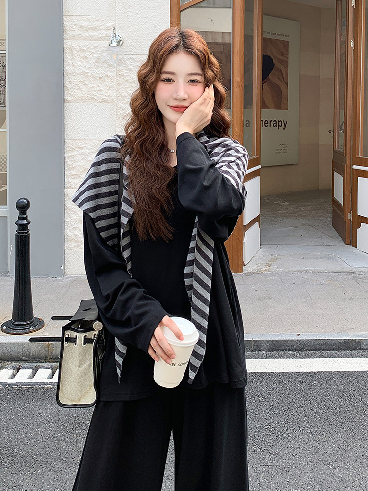 时尚休闲风卫衣披肩卫裤两件套女2025年秋季新款韩版百搭洋气套装,女装套装/套裙,浙宝305