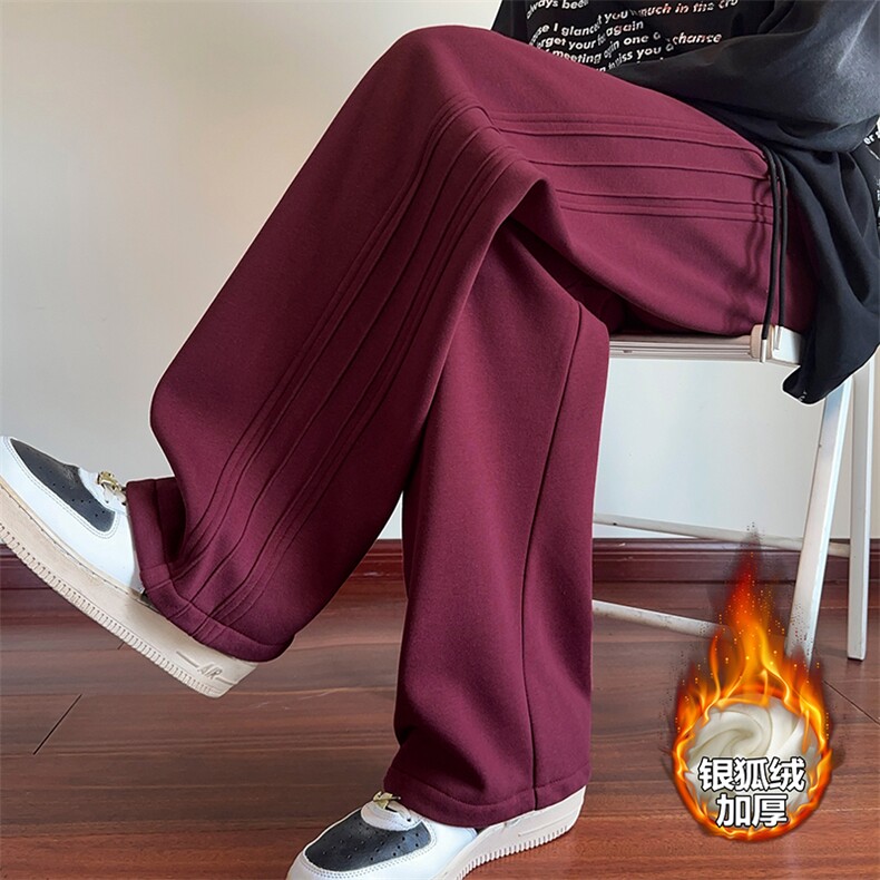 特批P35无差价冬款安哥拉红褶边卫裤男加绒加厚休闲裤K1114J加绒，男装休闲裤，电商A001-1