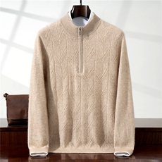 2025百搭时尚简约树杈纹半链羊绒衫，男装羊绒套衫，铂欧羊绒