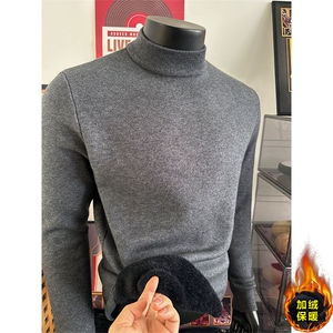 简约风纯色半高领毛衣加绒保暖百搭针织衫休闲上衣ZJ6102-特价P38图片