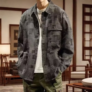 458-P53 2025春秋长袖牛仔衬衫男宽松潮牌ins休闲潮流衬衣工装图片