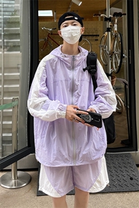 夏季时尚夹克衫防晒衣套装 运动风连帽防晒服男 XZ514-2-1613-P98图片