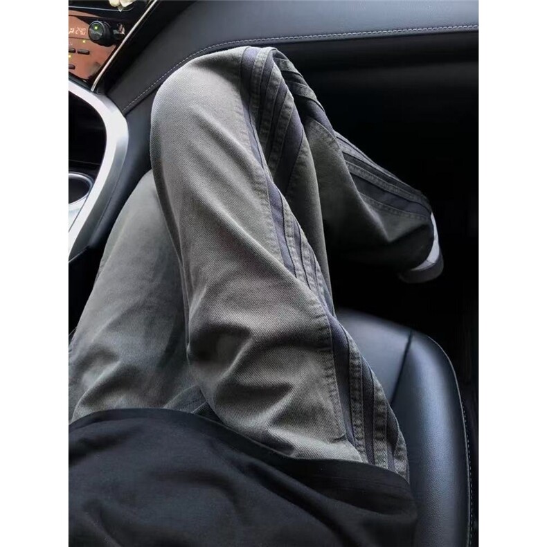 美式复古侧边条纹裤男潮牌复古直筒裤高街休闲裤XF001-P42,男装休闲裤,星座208-5