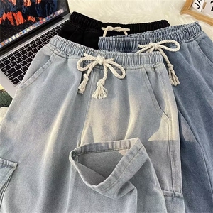 多口袋高街工装牛仔裤潮牌复古裤子设计感vibe休闲裤N7001-P50图片