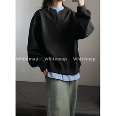 新款假两件拼接圆领卫衣男秋季宽松情侣百搭休闲套头上衣W46，男装卫衣，星座1116A（原606A-3）