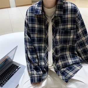 格子衬衫男长袖韩版潮流痞子帅气文艺2025春季ins外套CY274-P33图片