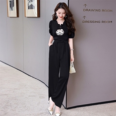 欧洲站女士2025夏季新款时尚气质优雅洋气显瘦百搭减龄休闲套装潮，女装套装/套裙，火爆靓佳人