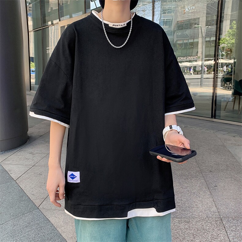 新款夏季薄款短袖男潮牌美式学生情侣半袖宽松打底t恤上衣图片